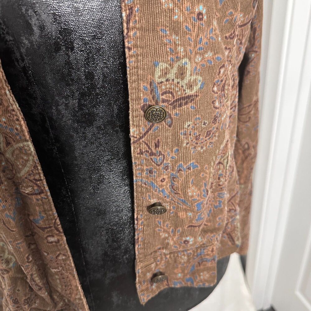 Western Boho Brown Corduroy Jacket Women's XL  Indie Paisley 98% Cotton - Picture 10 of 11